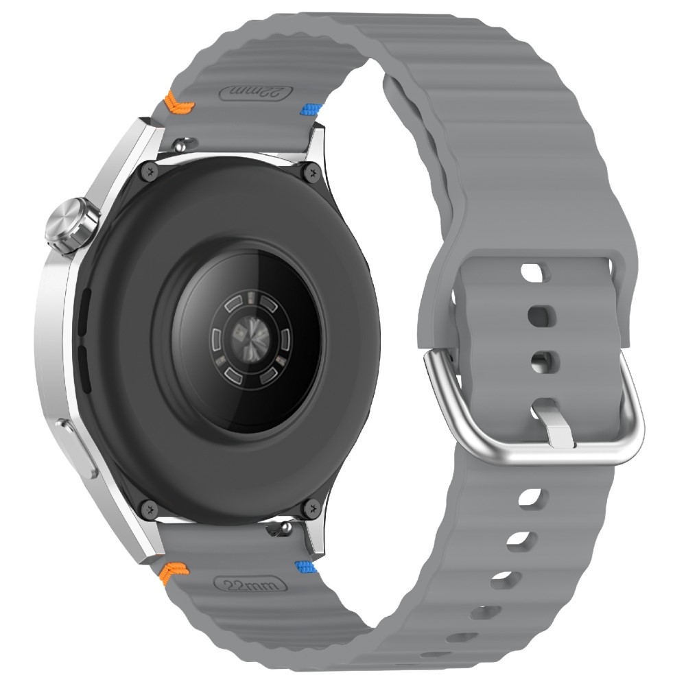  Klockarmband 20 mm Silikon Wave Design Mörk Grå