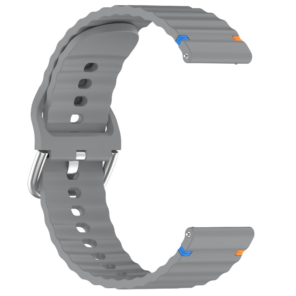  Klockarmband 20 mm Silikon Wave Design Mörk Grå