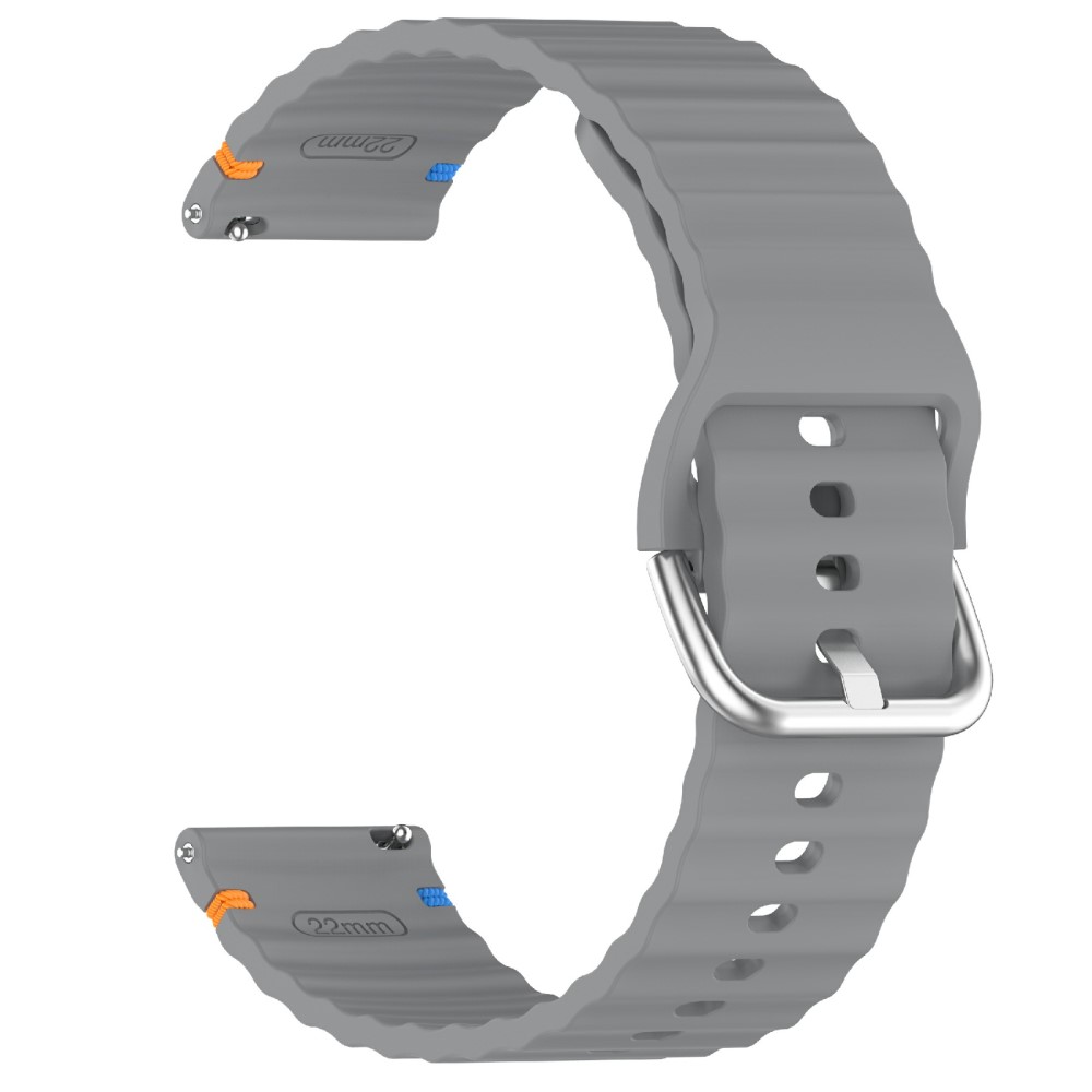  Klockarmband 20 mm Silikon Wave Design Mörk Grå