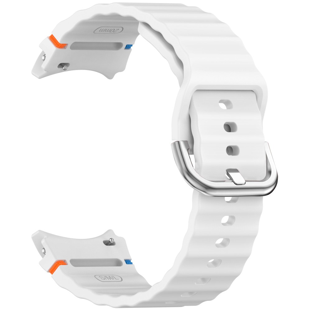  Galaxy Watch 5/5 Pro/6/7/FE Armband Silikon Wave Design Vit