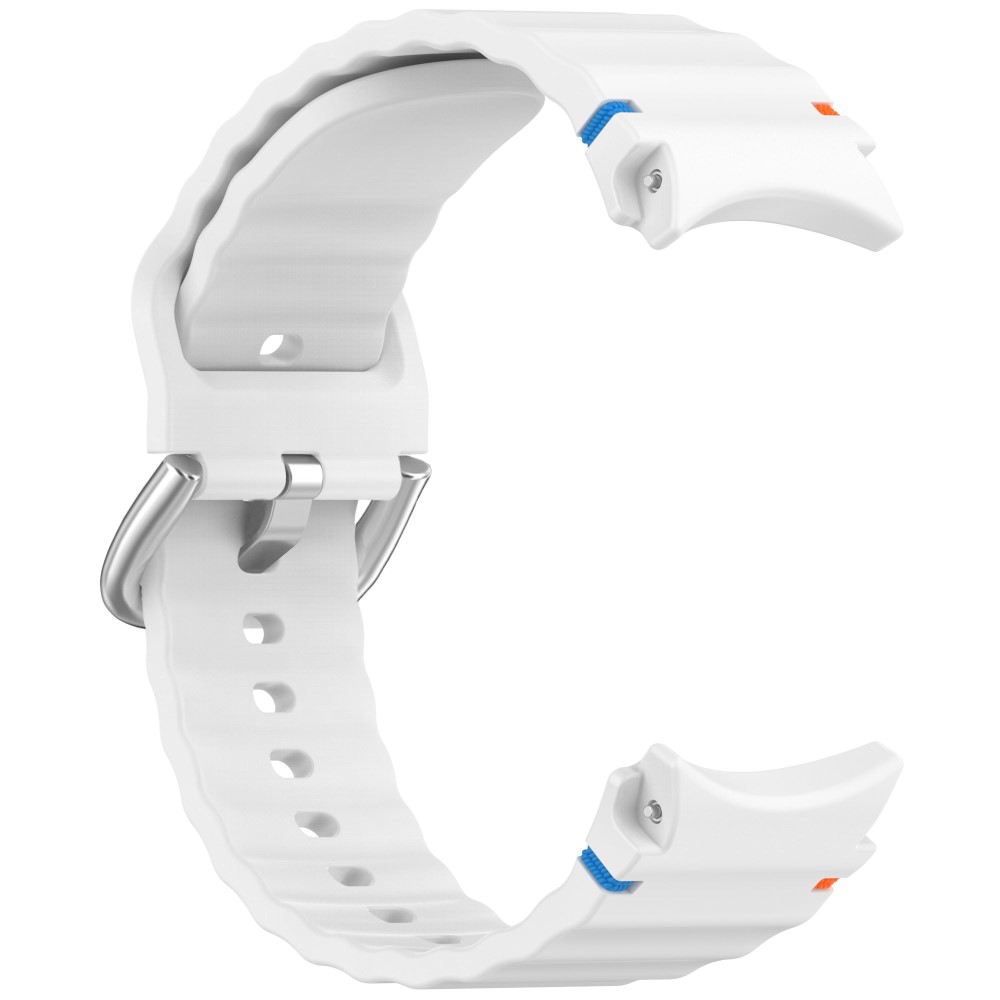  Galaxy Watch 5/5 Pro/6/7/FE Armband Silikon Wave Design Vit