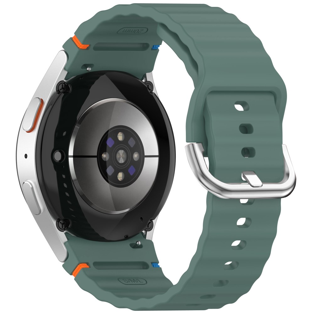  Galaxy Watch 5/5 Pro/6/7/FE Armband Silikon Wave Design Grön