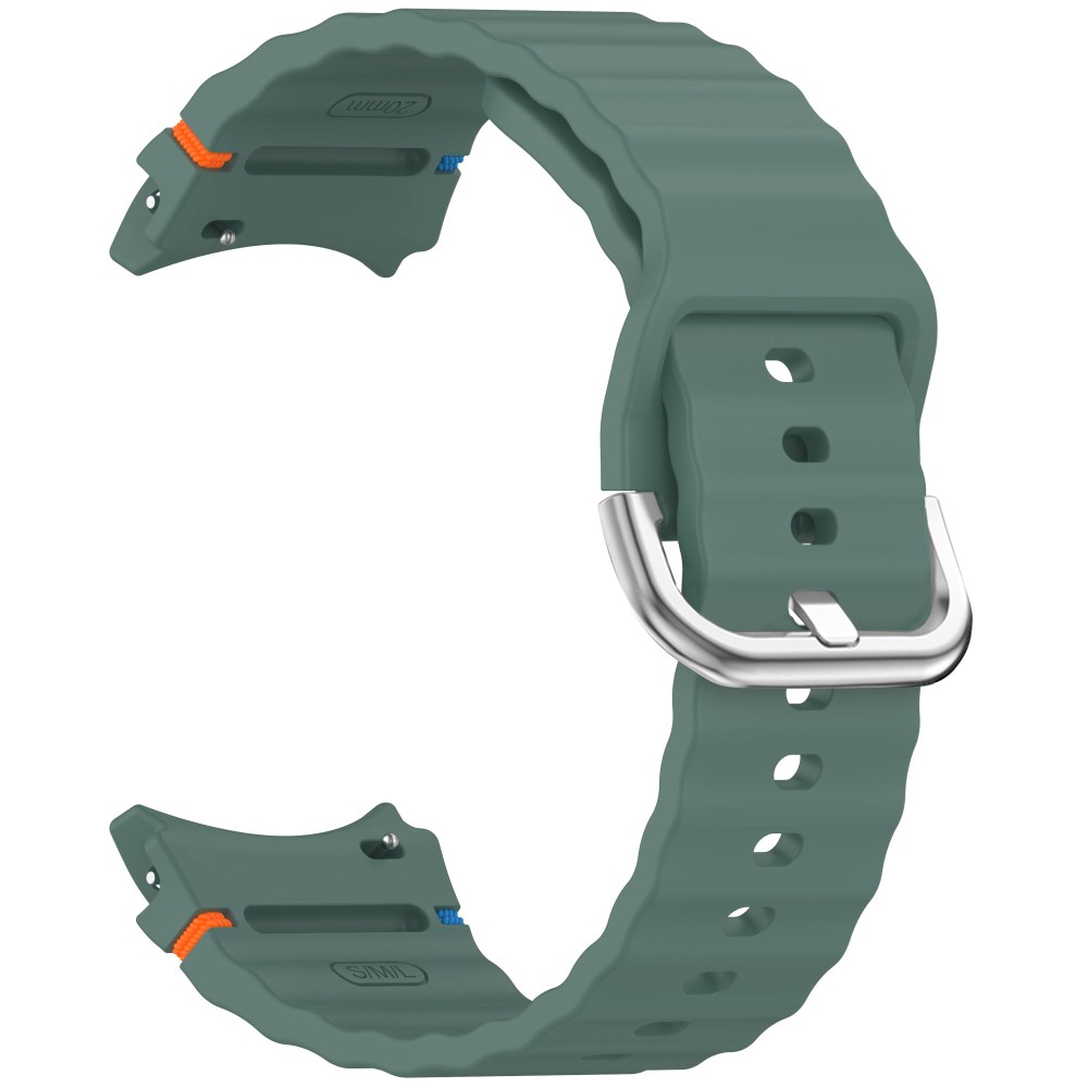  Galaxy Watch 5/5 Pro/6/7/FE Armband Silikon Wave Design Grön