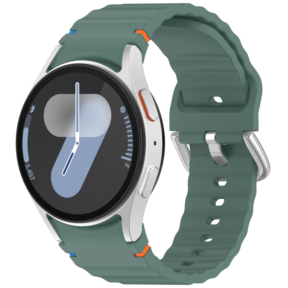  Galaxy Watch 5/5 Pro/6/7/FE Armband Silikon Wave Design Grön