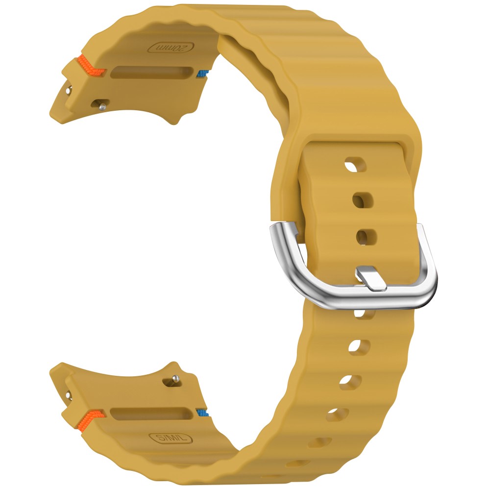  Galaxy Watch 5/5 Pro/6/7/FE Armband Silikon Wave Design Gul