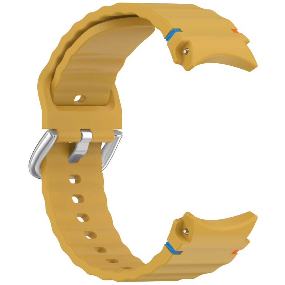  Galaxy Watch 5/5 Pro/6/7/FE Armband Silikon Wave Design Gul