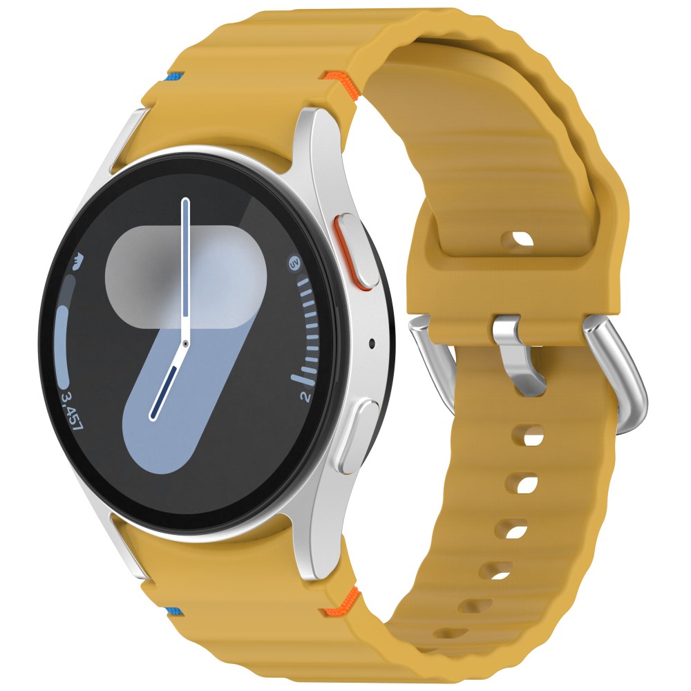  Galaxy Watch 5/5 Pro/6/7/FE Armband Silikon Wave Design Gul