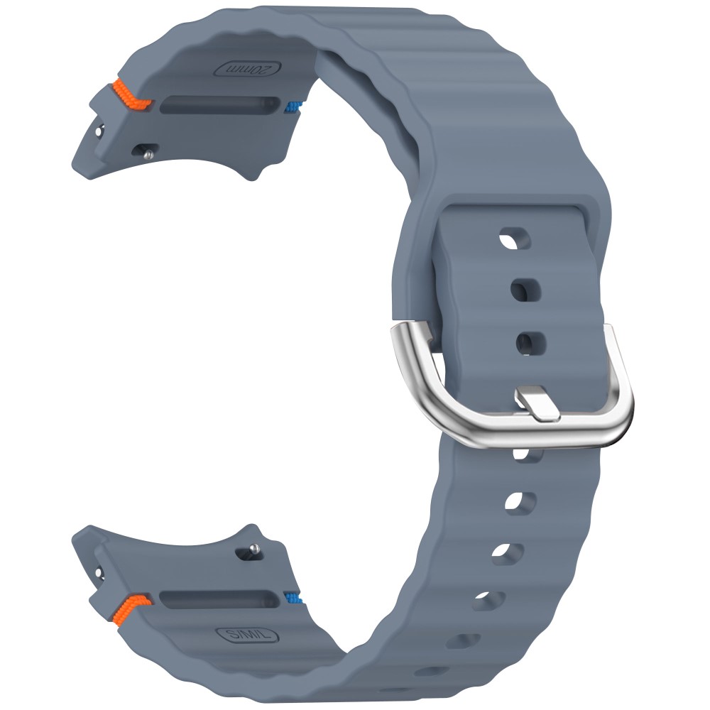  Galaxy Watch 5/5 Pro/6/7/FE Armband Silikon Wave Design Blå