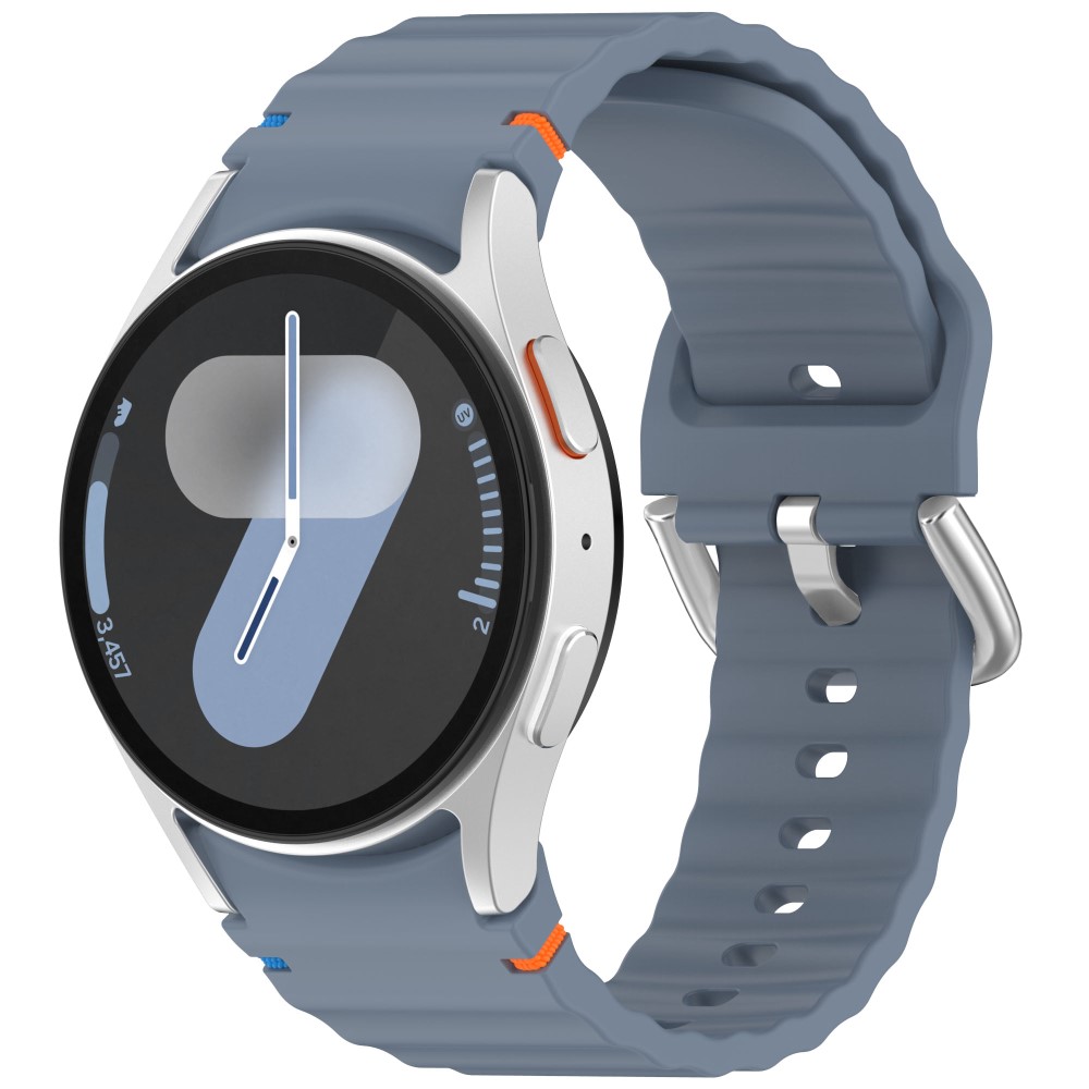  Galaxy Watch 5/5 Pro/6/7/FE Armband Silikon Wave Design Blå