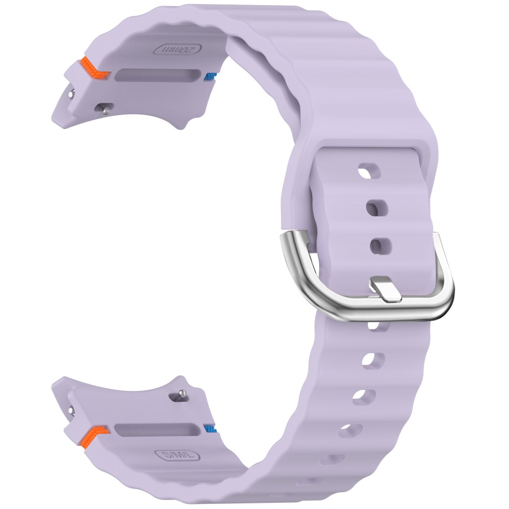  Galaxy Watch 5/5 Pro/6/7/FE Armband Silikon Wave Design Lila