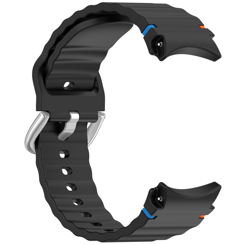  Galaxy Watch 5/5 Pro/6/7/FE Armband Silikon Wave Design Svart