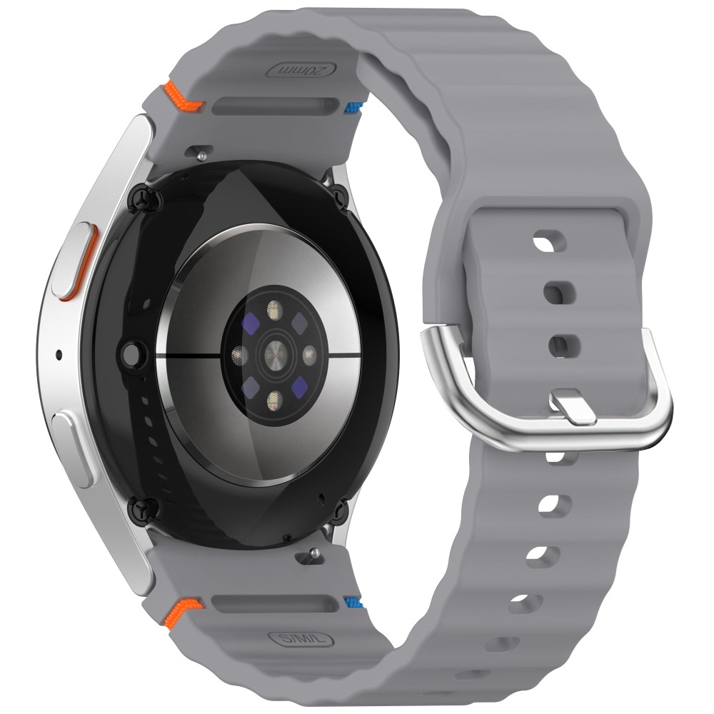  Galaxy Watch 5/5 Pro/6/7/FE Armband Silikon Wave Design Grå