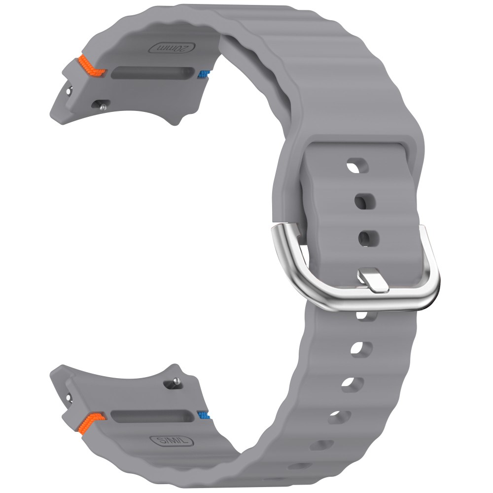 Galaxy Watch 5/5 Pro/6/7/FE Armband Silikon Wave Design Grå