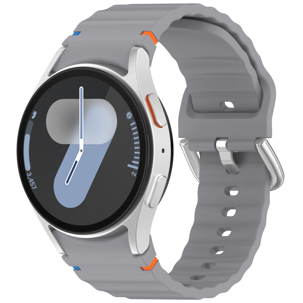  Galaxy Watch 5/5 Pro/6/7/FE Armband Silikon Wave Design Grå