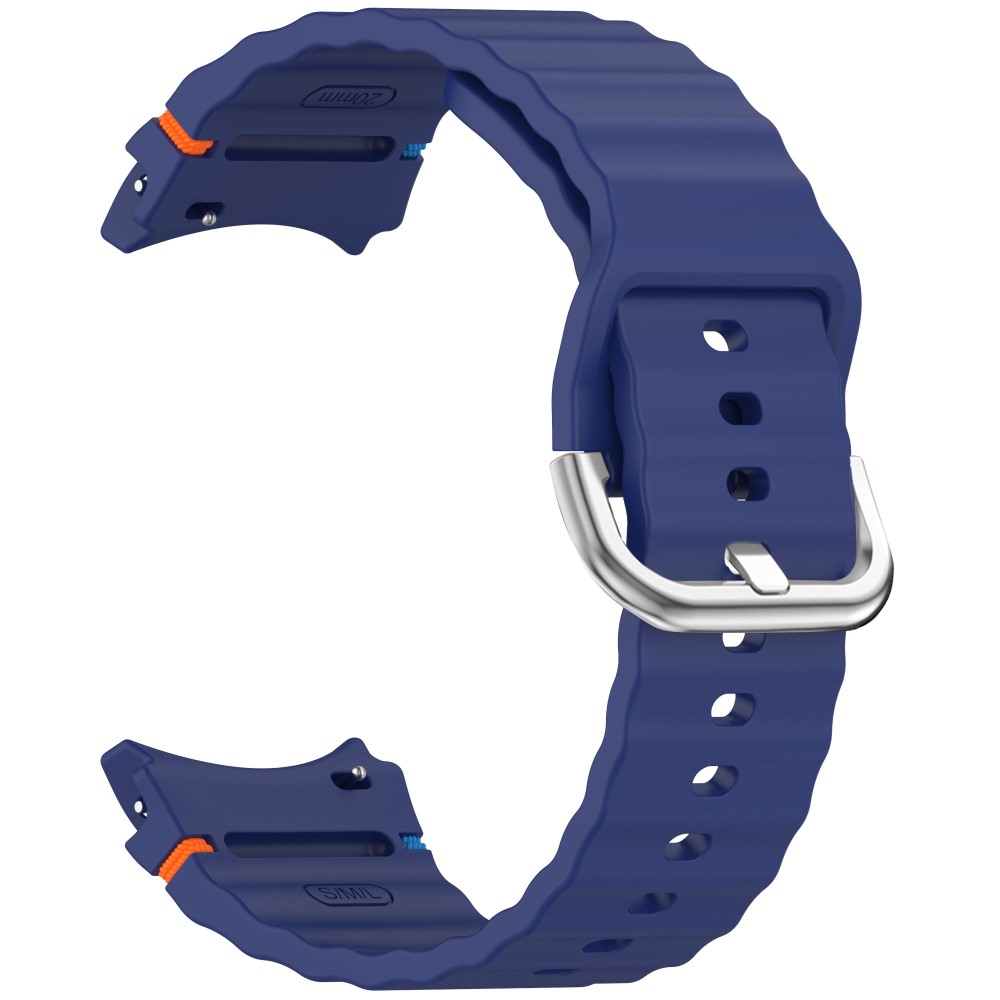  Galaxy Watch 5/5 Pro/6/7/FE Armband Silikon Wave Design Blå