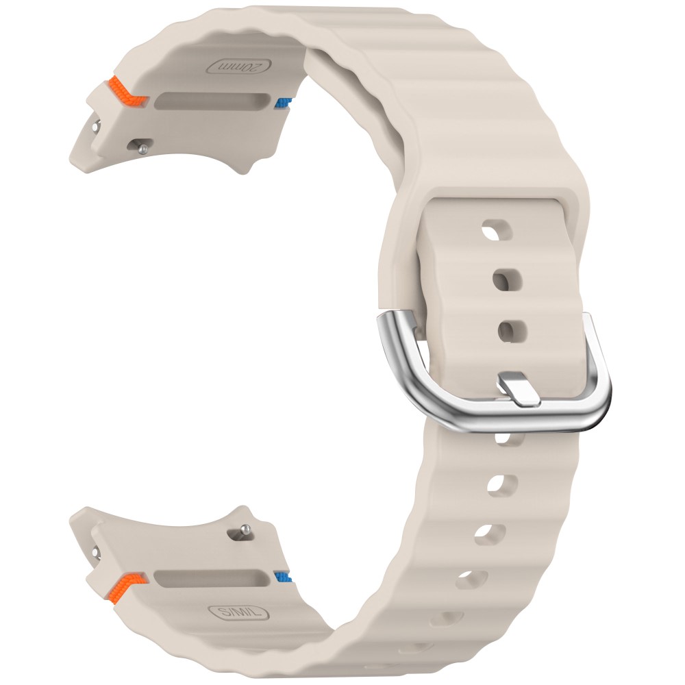  Galaxy Watch 5/5 Pro/6/7/FE Armband Silikon Wave Design Beige