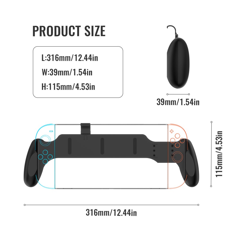 JYS JYS Nintendo Switch / Switch 2 Ergonomiskt Grepp Svart