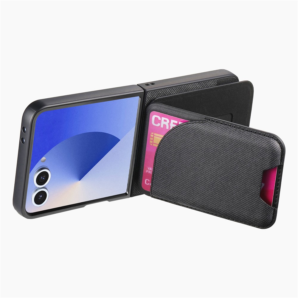  Galaxy Z Flip 7 Skal Inkl. Avtagbart Kortfack Läder Svart