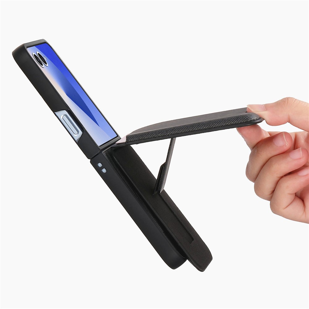  Galaxy Z Flip 7 Skal Inkl. Avtagbart Kortfack Läder Svart