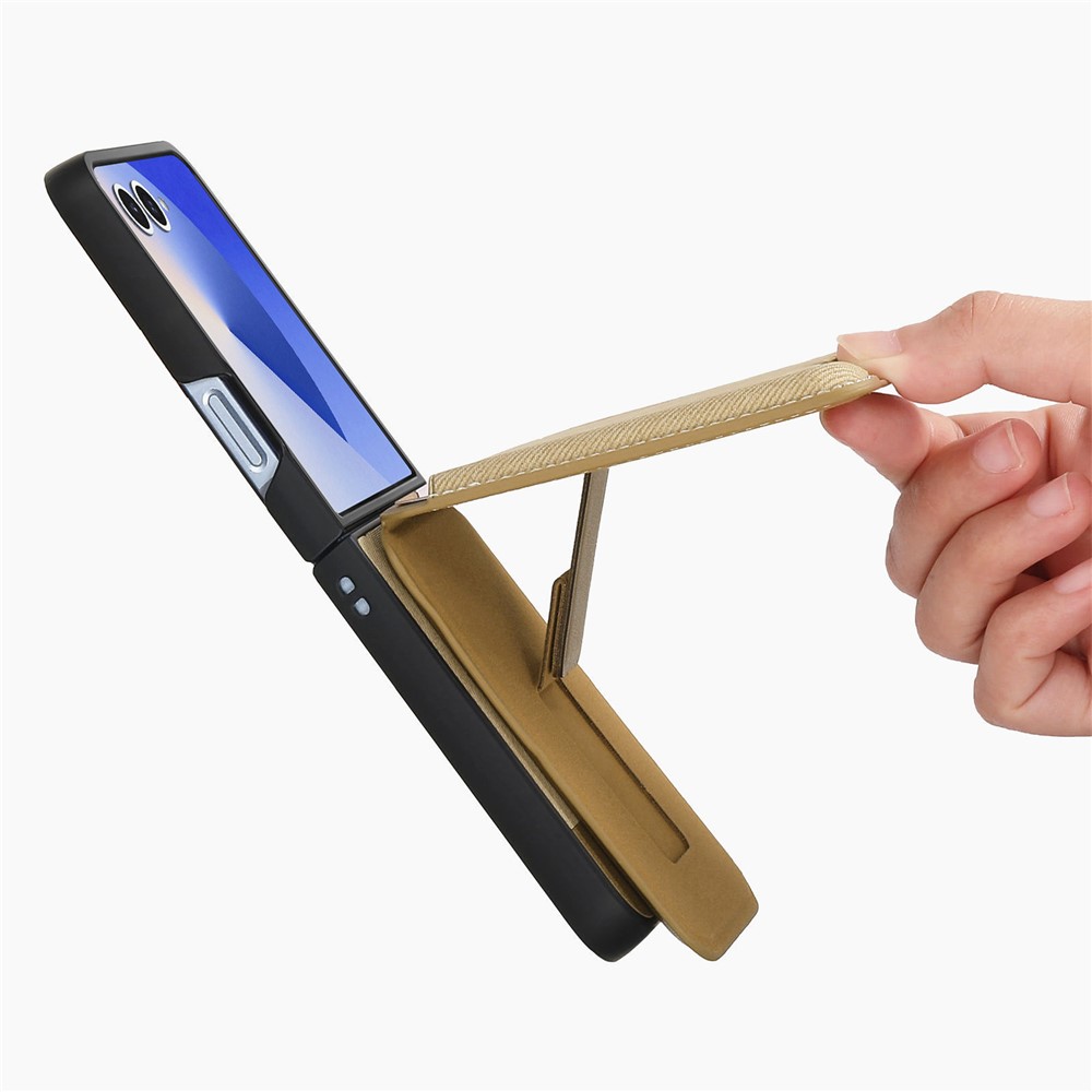  Galaxy Z Flip 7 Skal Inkl. Avtagbart Kortfack Läder Khaki