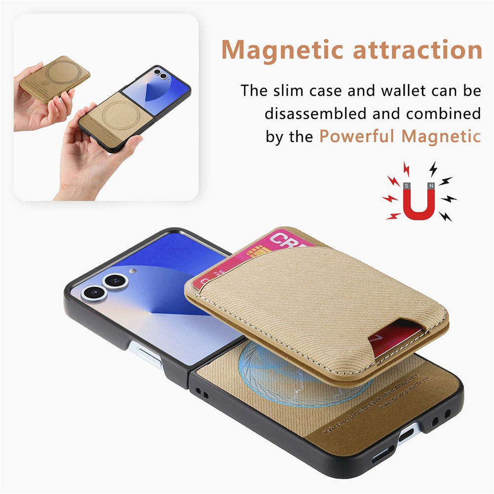  Galaxy Z Flip 7 Skal Inkl. Avtagbart Kortfack Läder Khaki