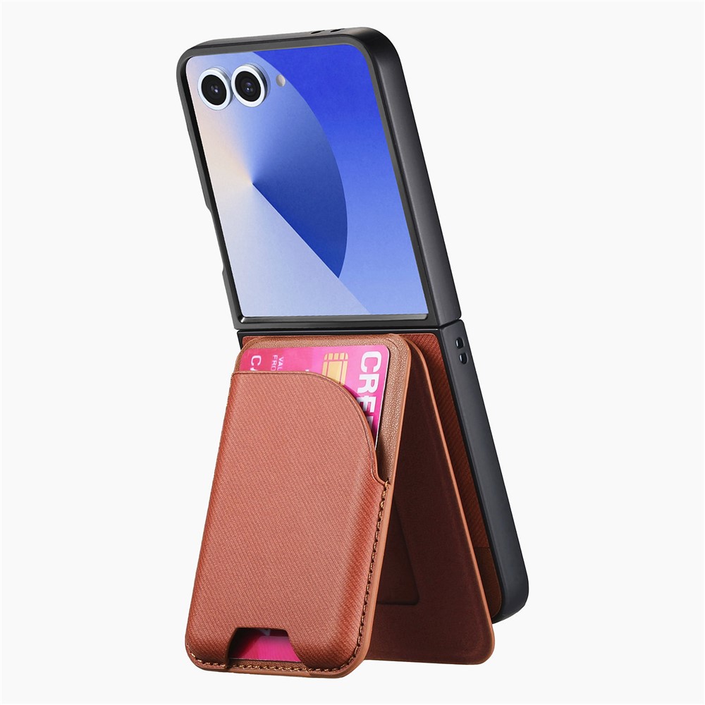  Galaxy Z Flip 7 Skal Inkl. Avtagbart Kortfack Läder Brun