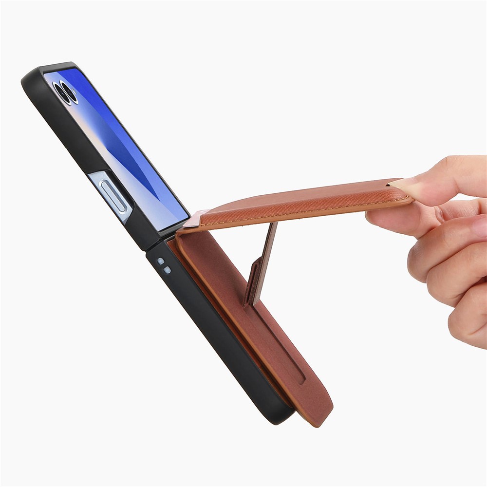  Galaxy Z Flip 7 Skal Inkl. Avtagbart Kortfack Läder Brun
