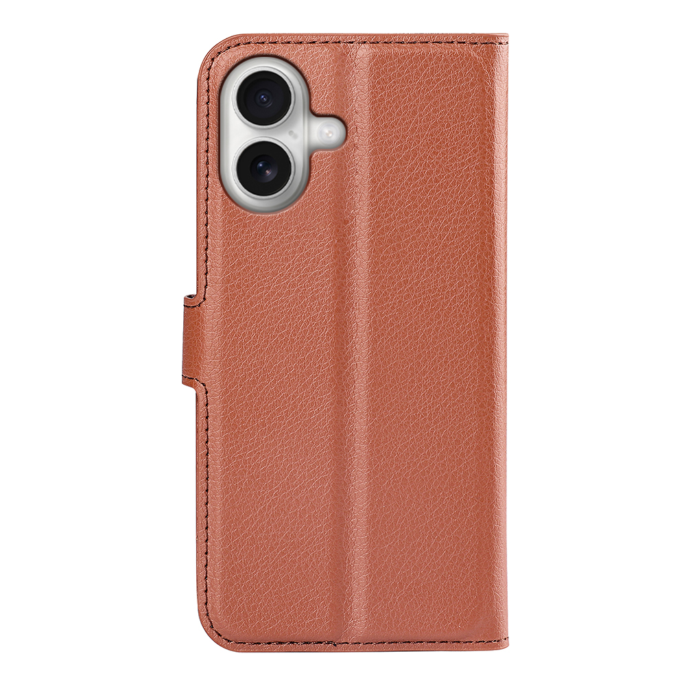  iPhone 17 Fodral Litchi Läder Brun
