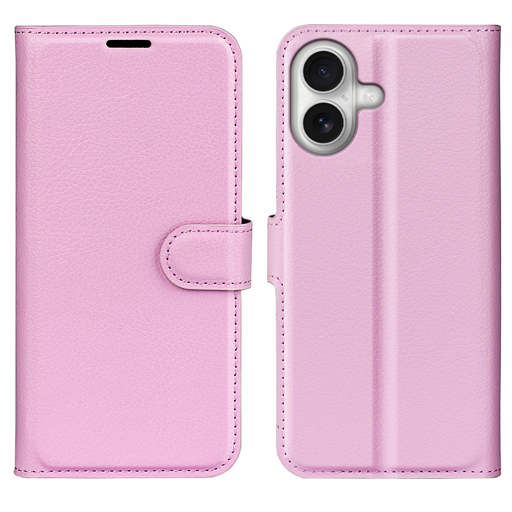  iPhone 17 Fodral Litchi Läder Ljus Rosa