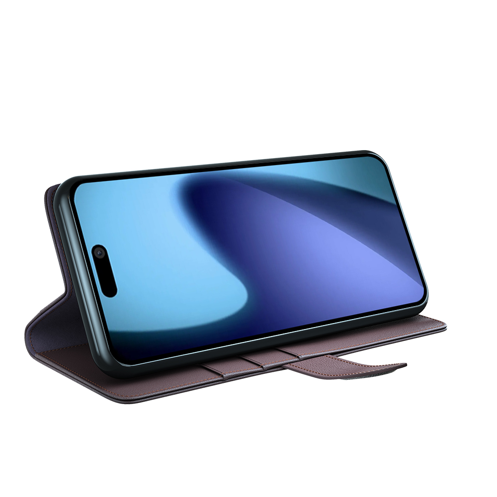  iPhone 17 Fodral Premium Äkta Läder Brun