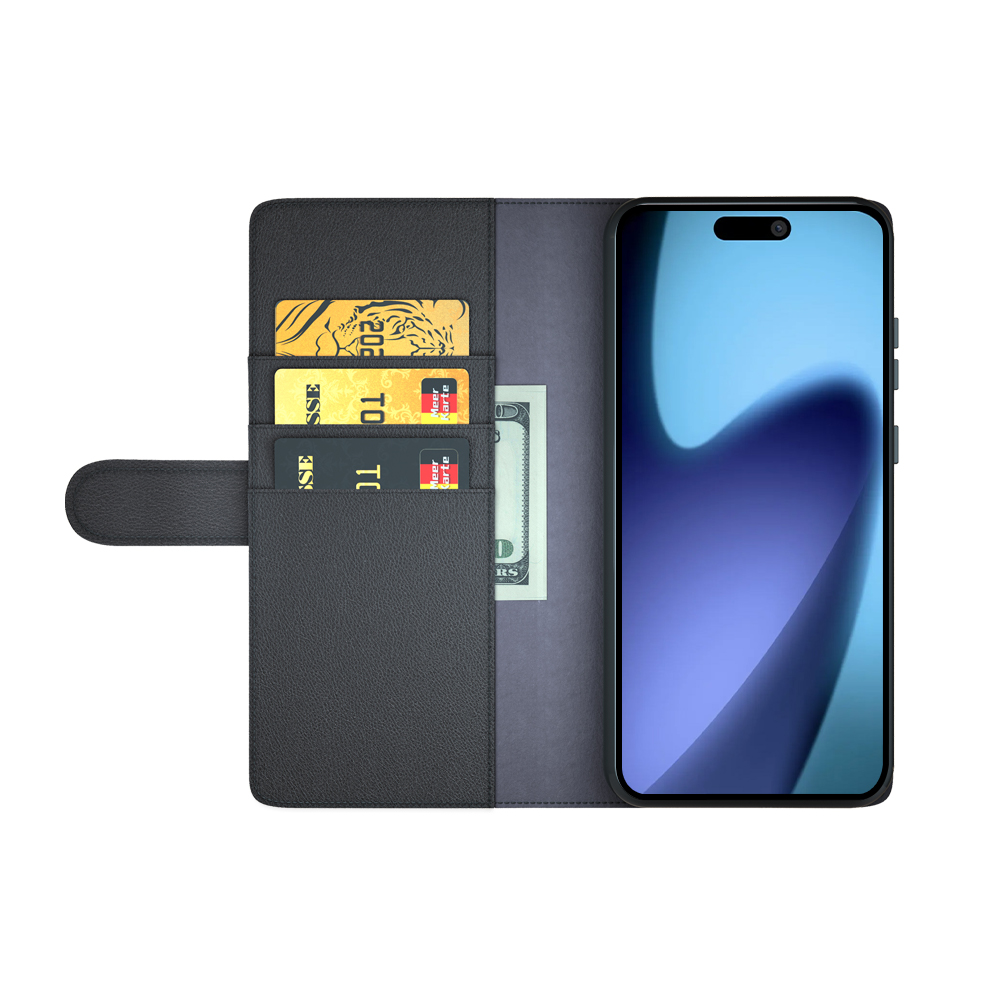  iPhone 17 Fodral Premium Äkta Läder Svart