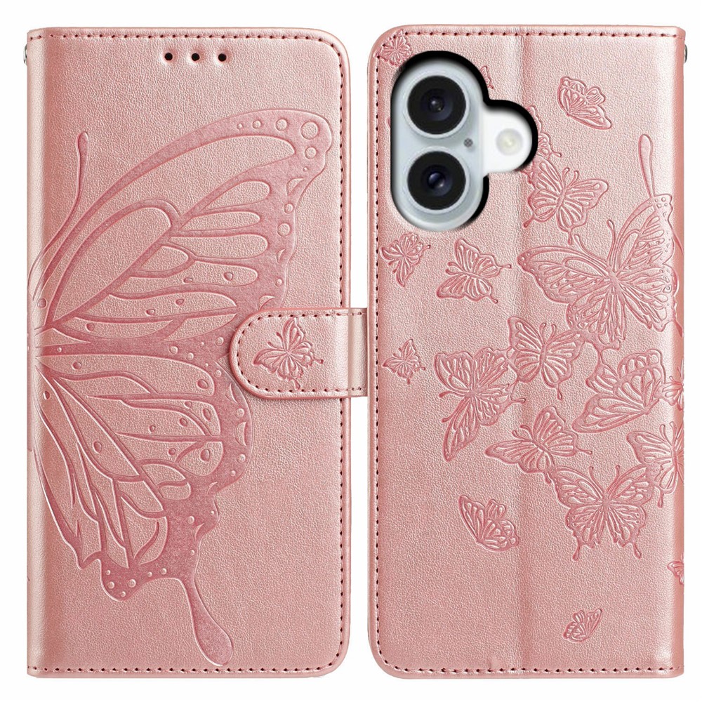  iPhone 17 Fodral Med Fjäril Tryck Roséguld