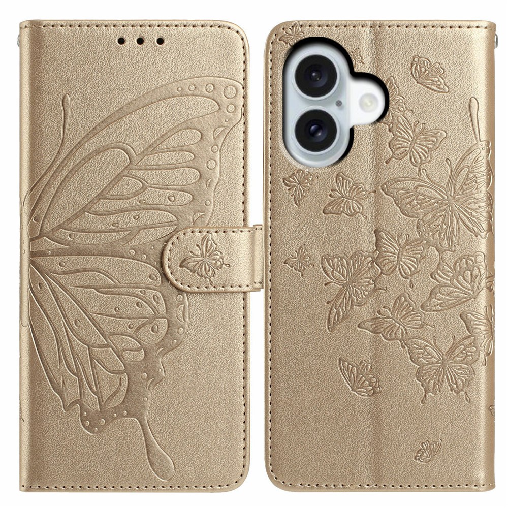  iPhone 17 Fodral Med Fjäril Tryck Guld