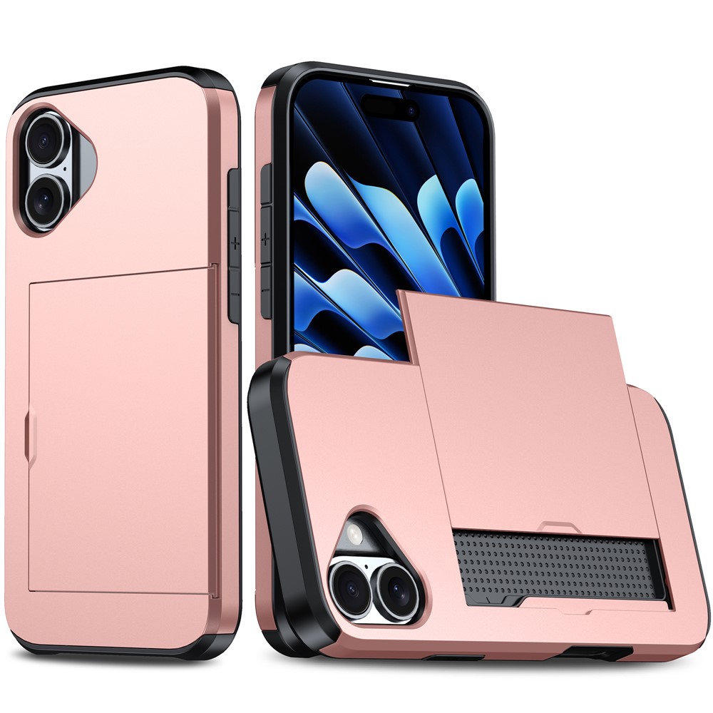  iPhone 17 Skal Hybrid Med Kortfack Roséguld