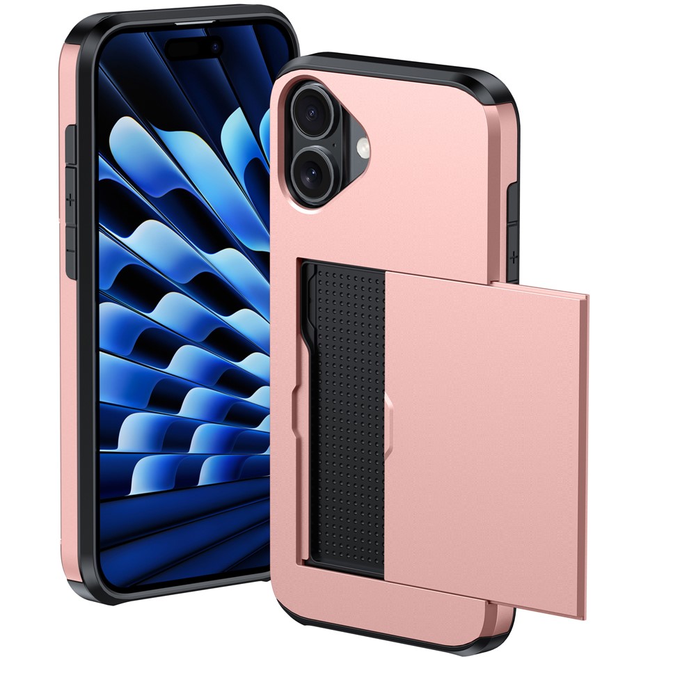  iPhone 17 Skal Hybrid Med Kortfack Roséguld
