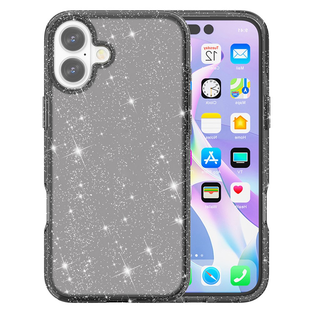  iPhone 17 Skal Hybrid Glitter Svart