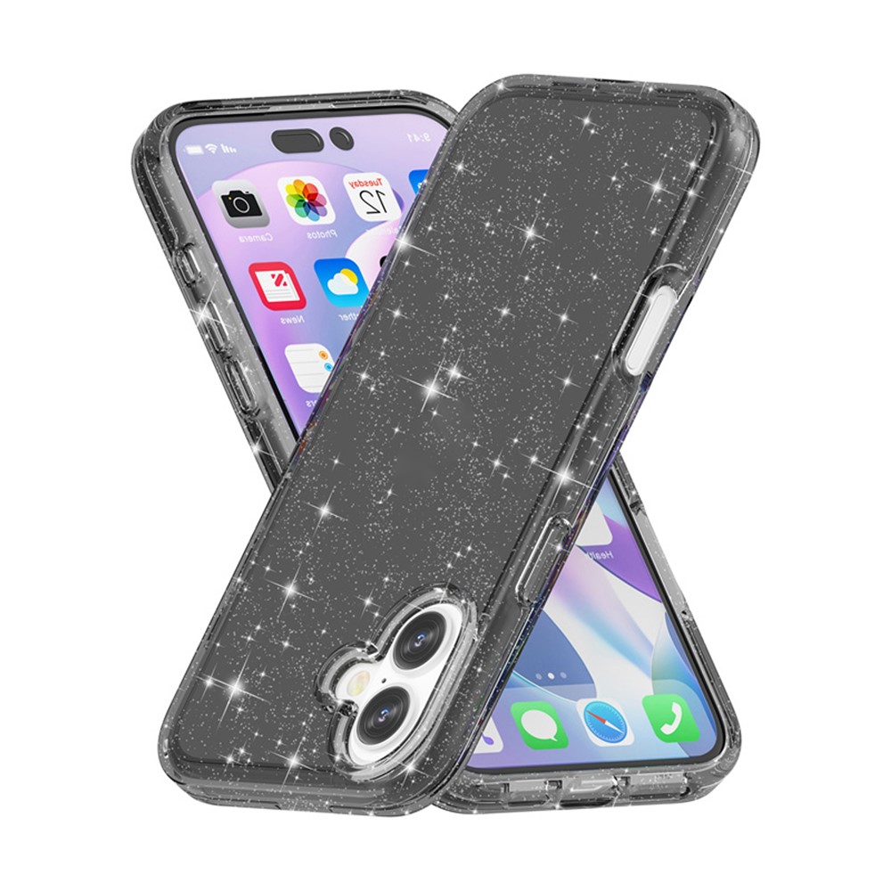  iPhone 17 Skal Hybrid Glitter Svart