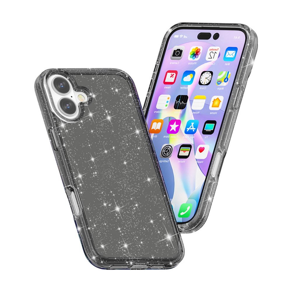 iPhone 17 Skal Hybrid Glitter Svart