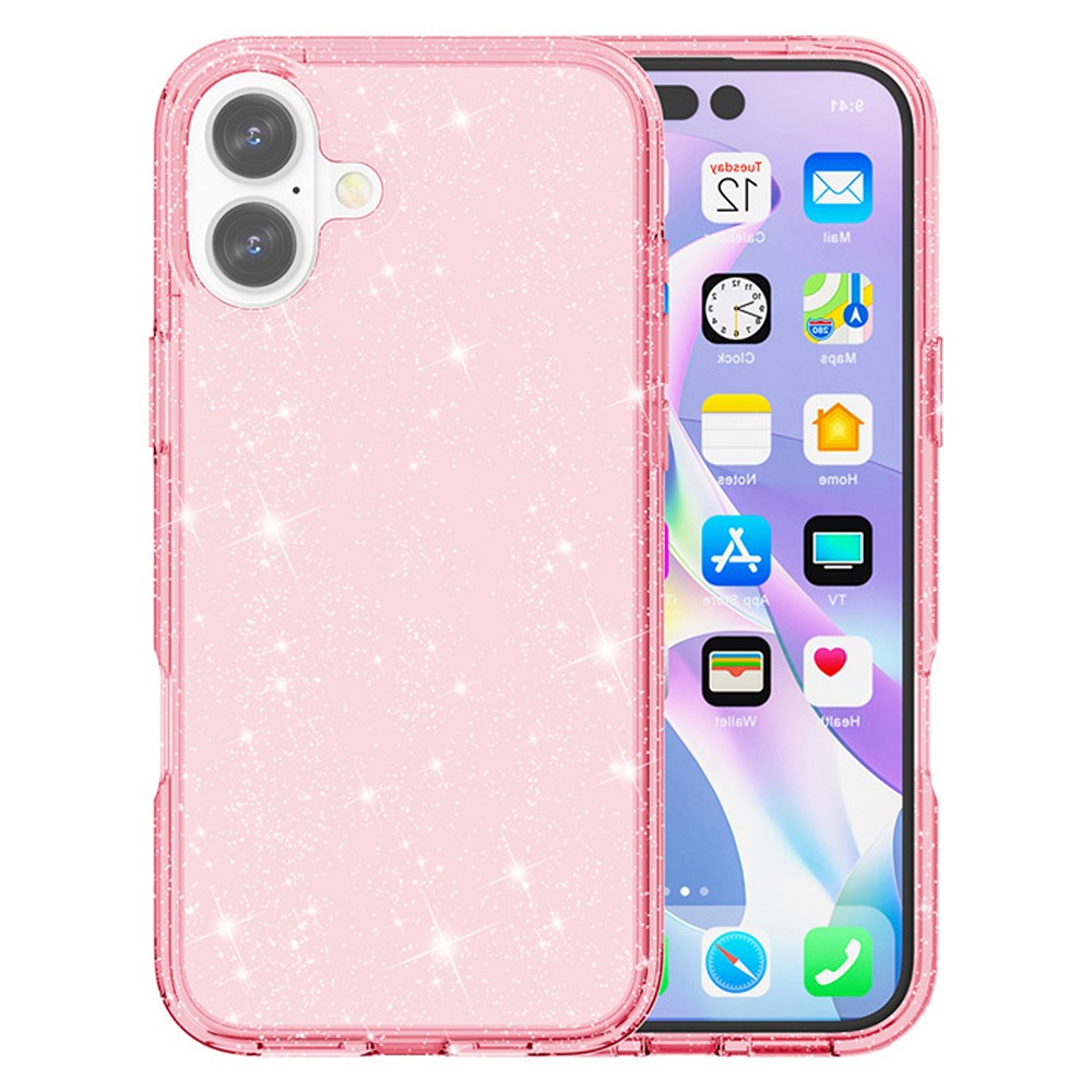  iPhone 17 Skal Hybrid Glitter Rosa