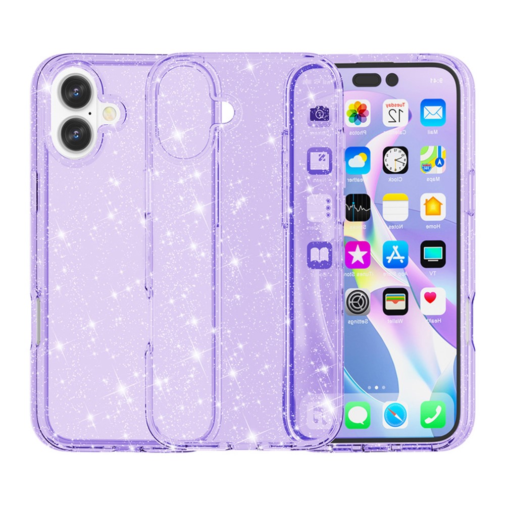  iPhone 17 Skal Hybrid Glitter Lila