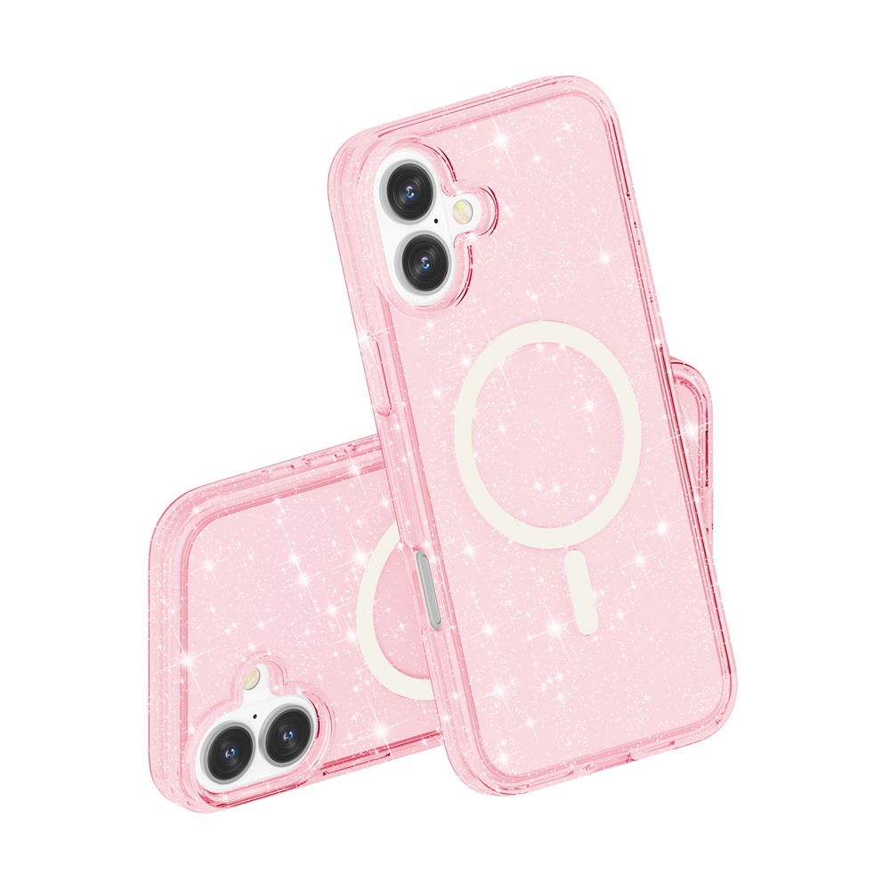  iPhone 17 Skal MagSafe Hybrid Glitter Rosa