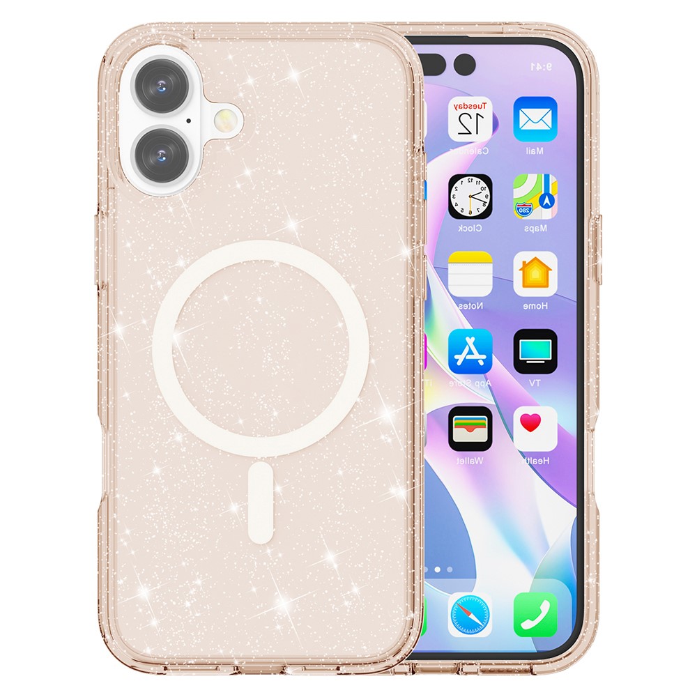  iPhone 17 Skal MagSafe Hybrid Glitter Guld