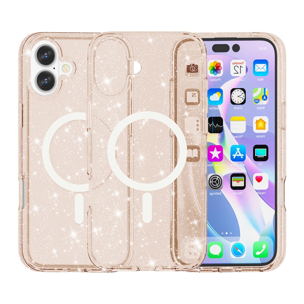  iPhone 17 Skal MagSafe Hybrid Glitter Guld