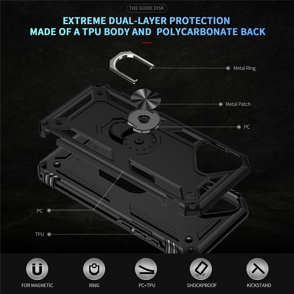  iPhone 17 Skal Shockproof Hybrid Ring Svart