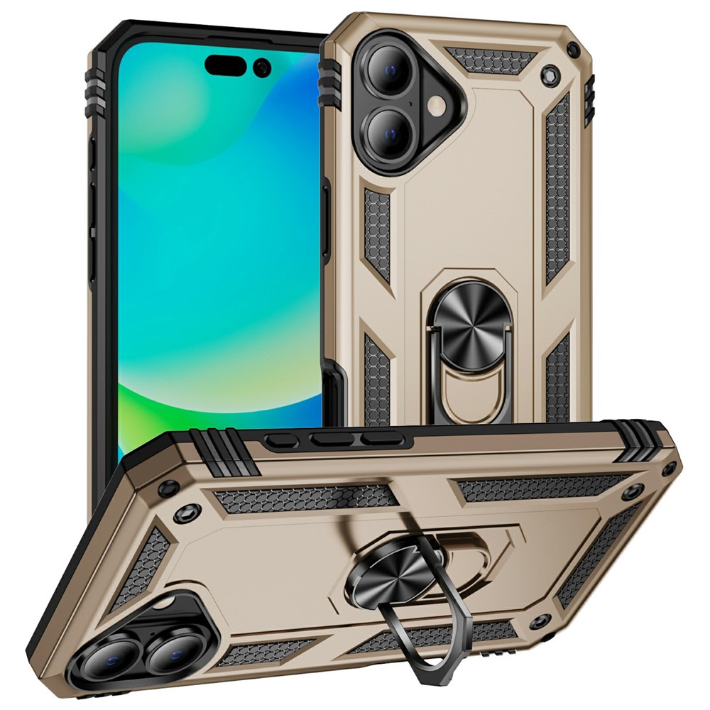  iPhone 17 Skal Shockproof Hybrid Ring Guld