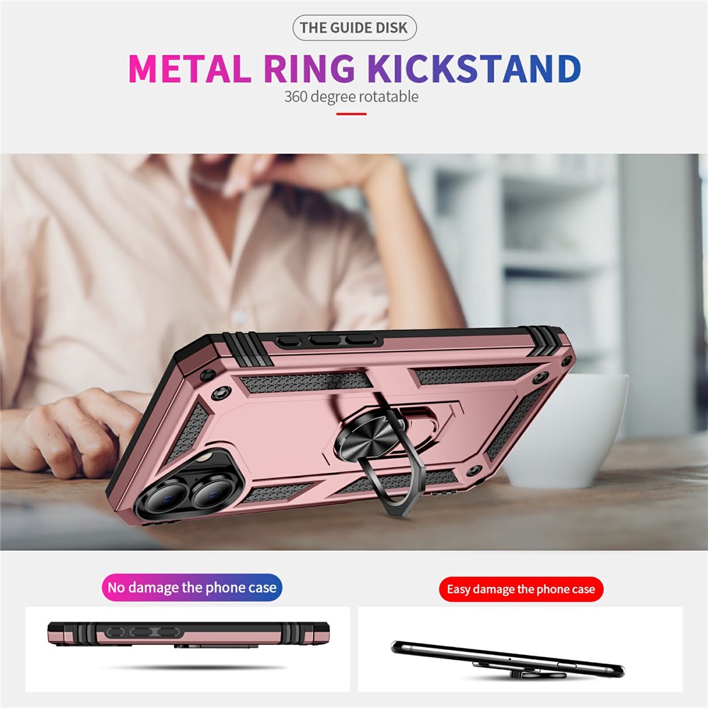  iPhone 17 Skal Shockproof Hybrid Ring Roséguld