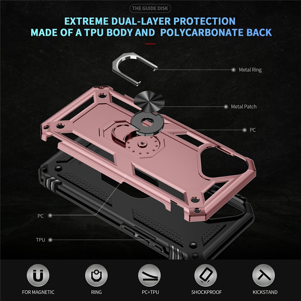  iPhone 17 Skal Shockproof Hybrid Ring Roséguld
