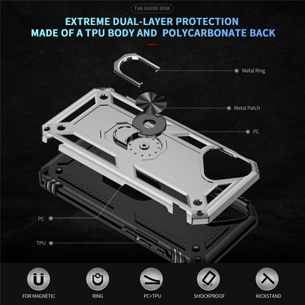  iPhone 17 Skal Shockproof Hybrid Ring Silver