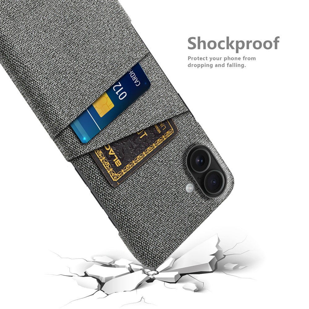  iPhone 17 Skal Med Kortfack Tygbelagt Grå