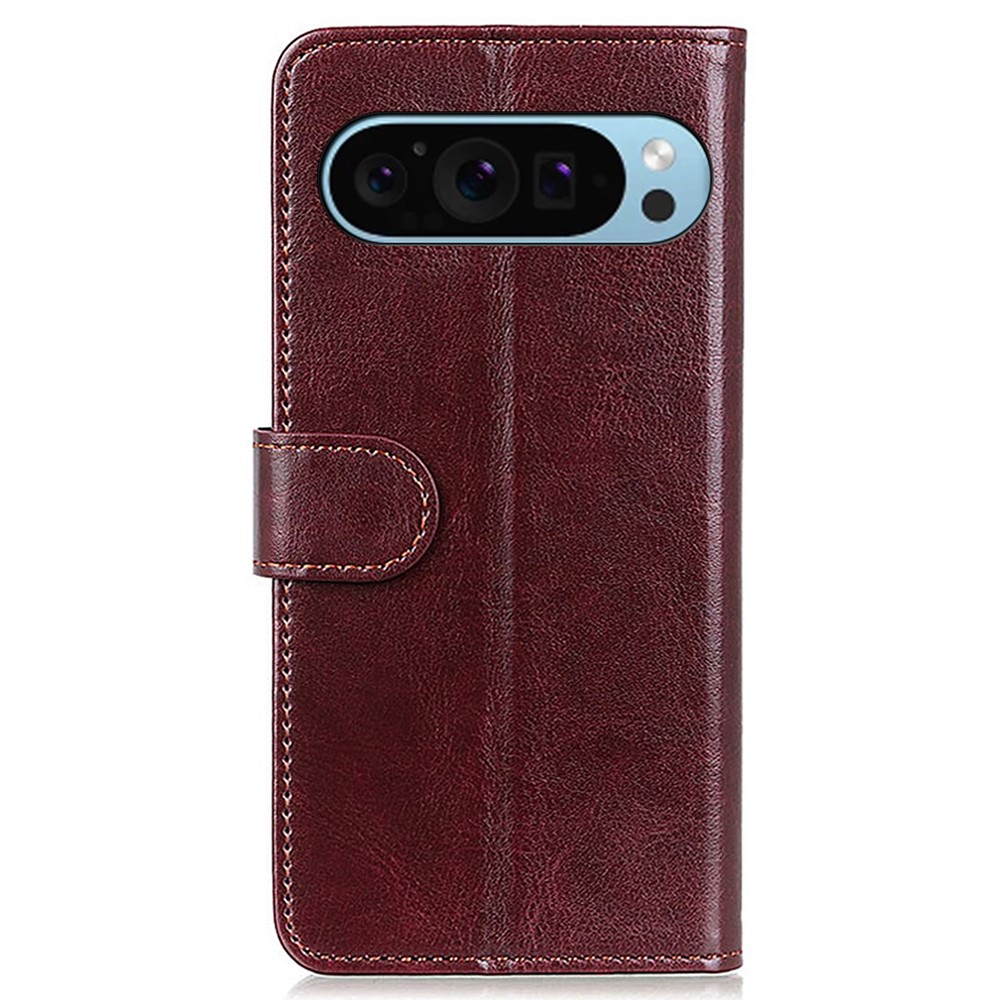  Google Pixel 10/10 Pro / 9/9 Pro Fodral Crazy Horse Läder Brun